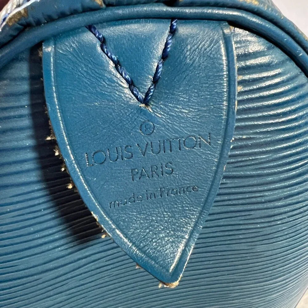 Vintage Louis Vuitton Toledo Blue Epi Leather Speedy 25 Handbag France Auth - Picture 6 of 16